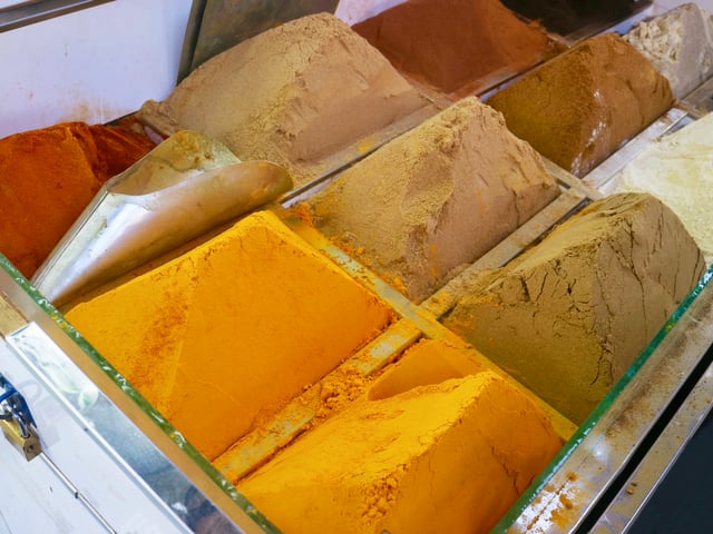 Assorted Vibrant Spices At Manama Souq