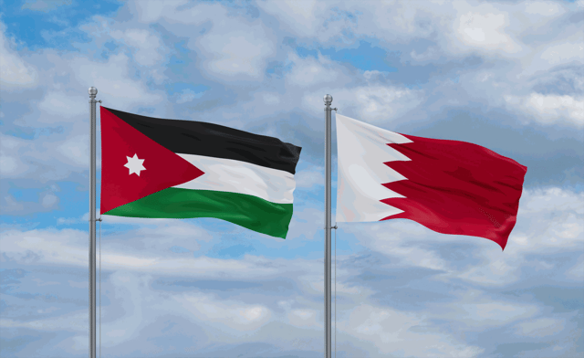 Bahrain And Jordan Flags Together
