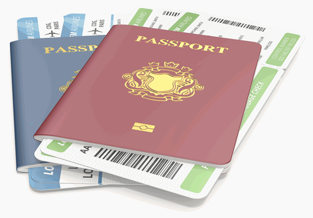 Passports And Flight Tickets Stacked Together