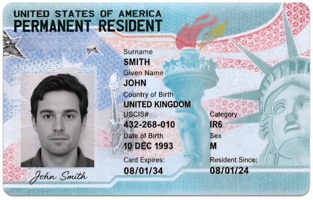 Sample US Green Card