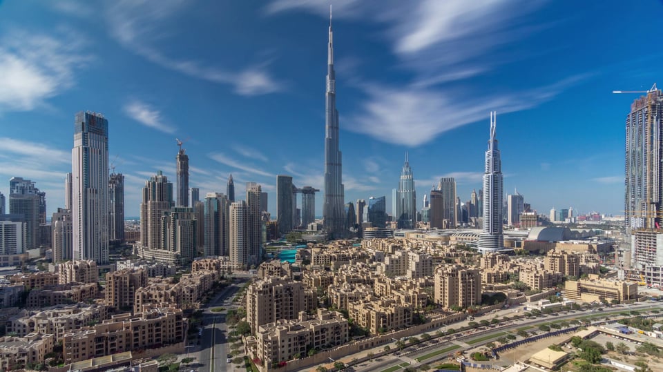 Dubai Downtown Skyline With Burj Khalifa