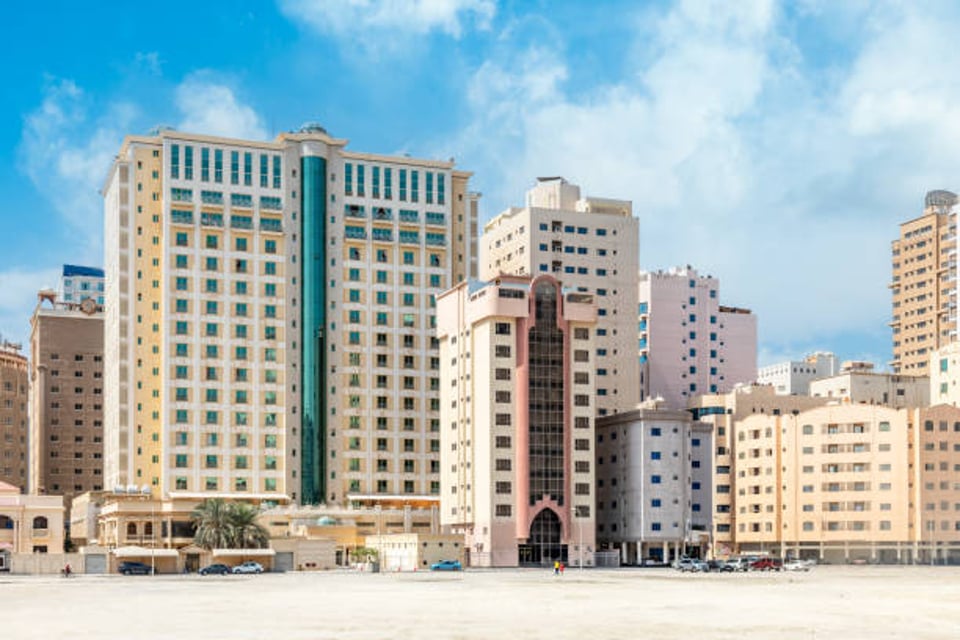 Modern residential buildings in Juffair district
